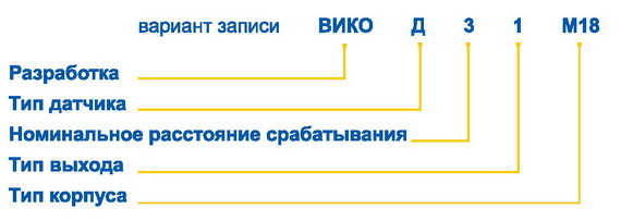 структура обозначения датчика ВИКО