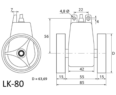 Колесный энкодер для измерения линейного перемещения (длины) LK-80