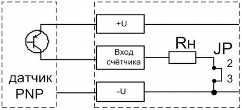Подключение датчика типа PNP к СИМ-05т-4-17