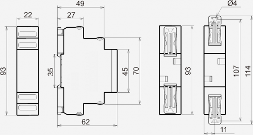 Габариты 22*93*63