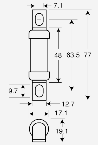 Габариты предохранителей Серия (40ET, 63ET, 40FE, 63ET) (GH-80, GH-100, GH-125)